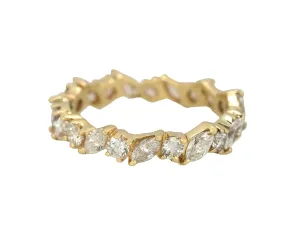 14K Yellow Gold 2 CT Marquise & Round Cut Diamond Eternity Wedding Band Ring