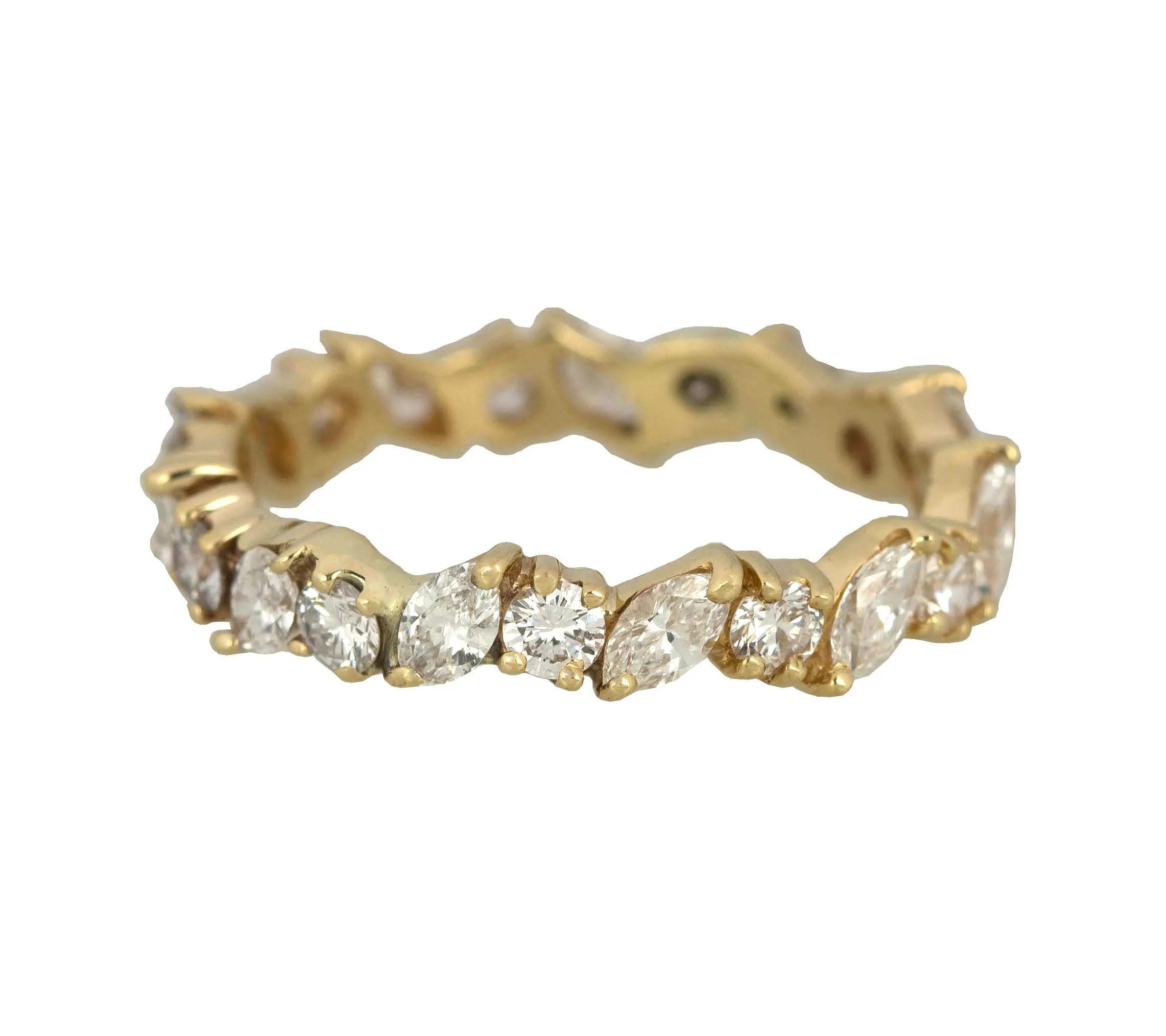 14K Yellow Gold 2 CT Marquise & Round Cut Diamond Eternity Wedding Band Ring
