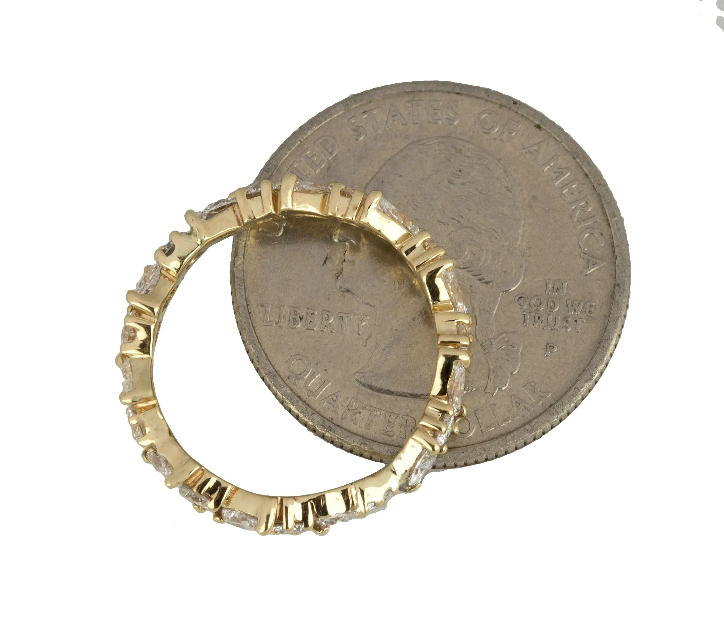 14K Yellow Gold 2 CT Marquise & Round Cut Diamond Eternity Wedding Band Ring