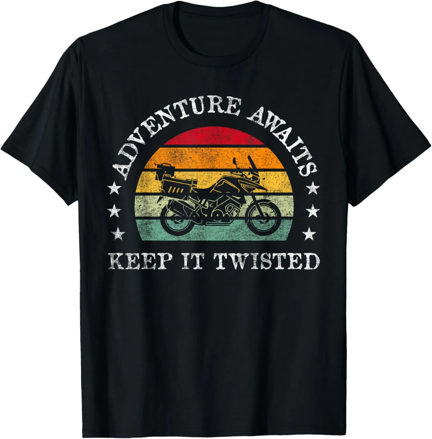 Adventure Awaits - Keep It Twisted - Vintage Motorcycle T-Shirt