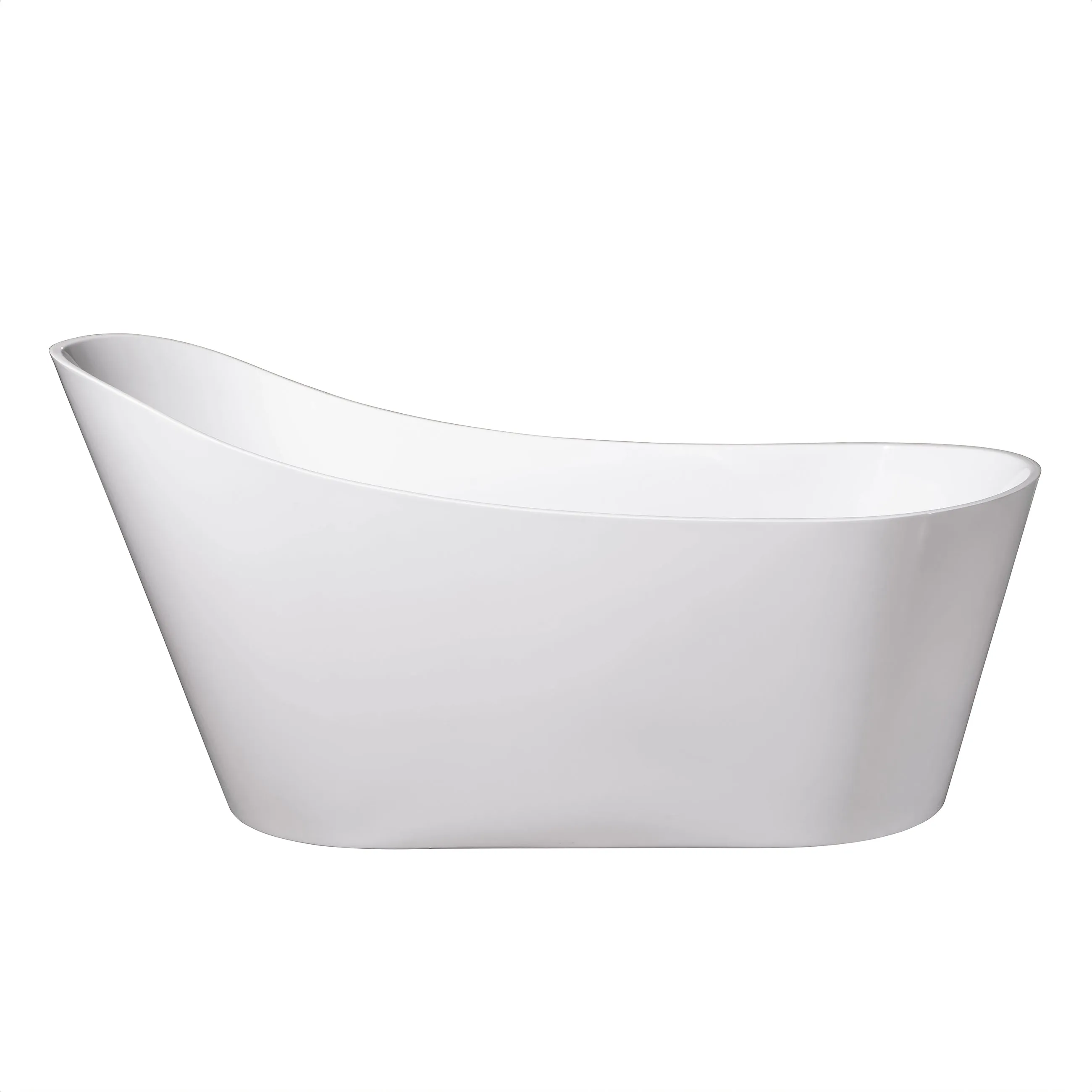 Dreamwerks 66.9" Acrylic Curved Flatbottom Bathtub in Glossy White