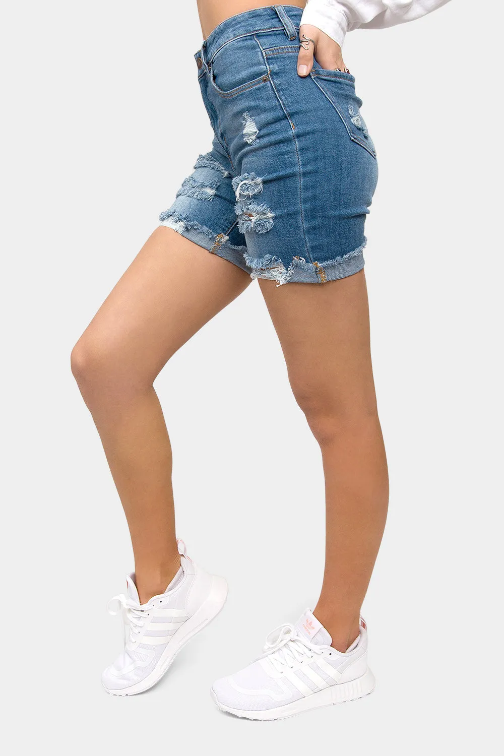 High Waist Bermuda Skinny Shorts