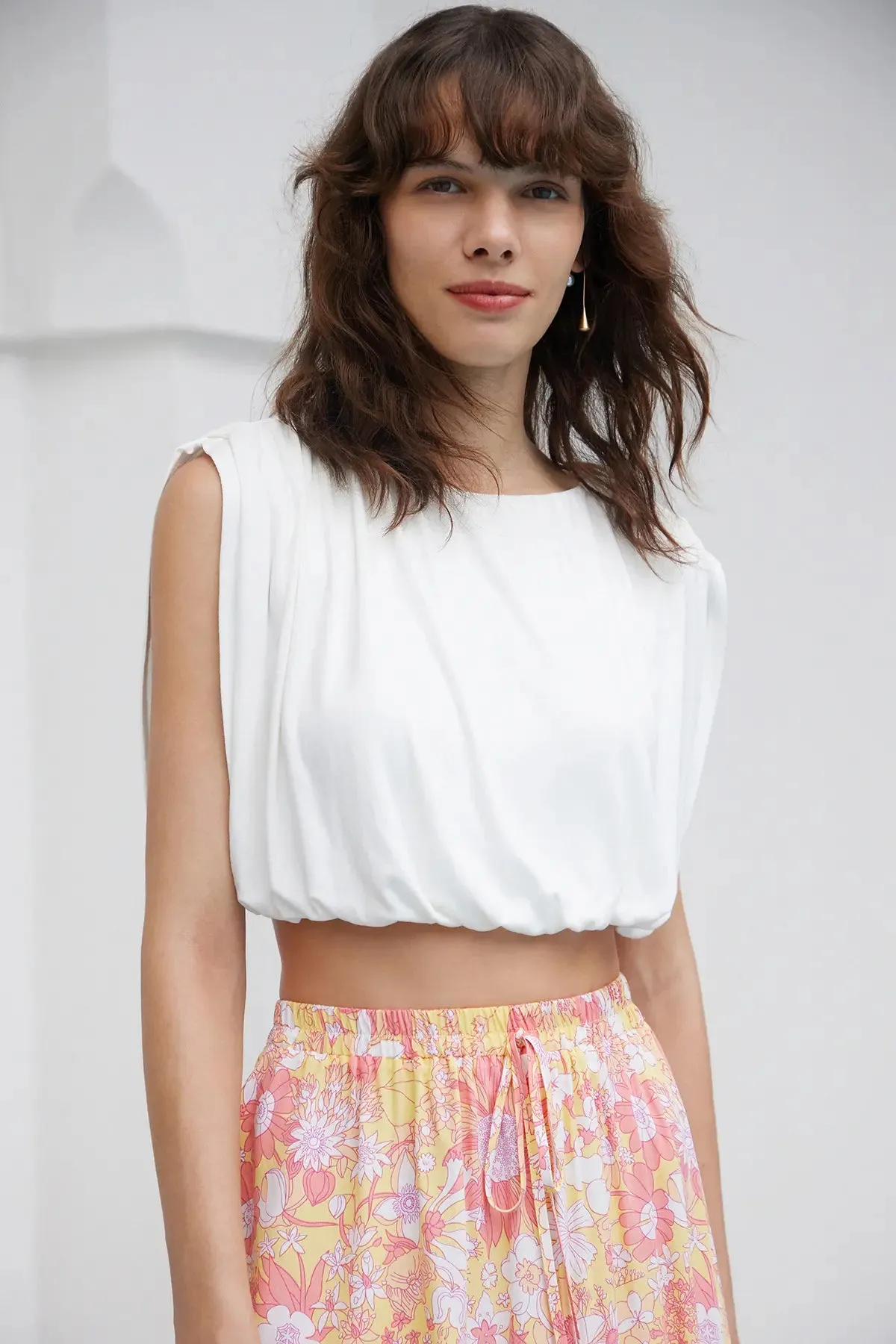 Ruched Asymmetrical Crop Top