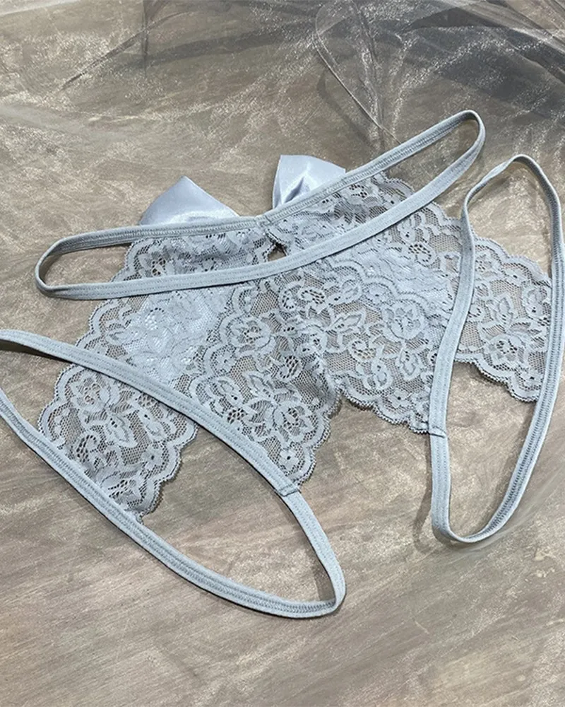 Sexy Lace Splicing Bow Skinny Waist Panties