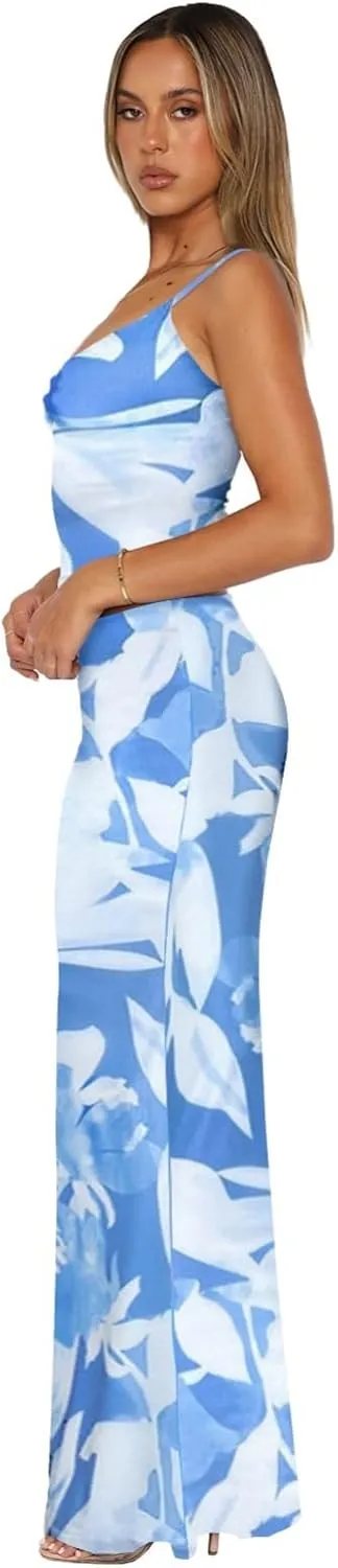 Two Piece Skirt Set for Women - Sexy 2 Pc Sleeveless Spaghetti Strap Pleated Tank Top Maxi Long Skirts Sets
