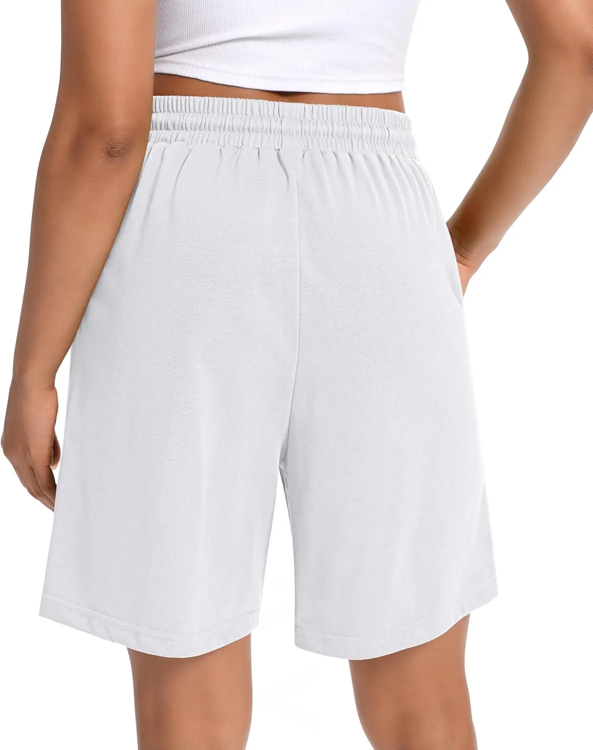 Women Cotton Sweat Shorts Casual Summer High Waist Loose Drawstring Athletic Shorts with Pockets