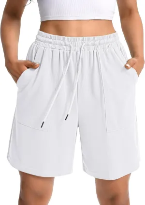 Women Cotton Sweat Shorts Casual Summer High Waist Loose Drawstring Athletic Shorts with Pockets