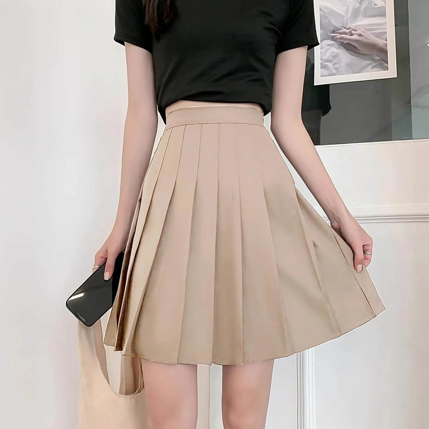 Women's High Waist A-Line Pleated Mini Skirt Short Tennis Skirt