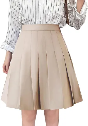 Women's High Waist A-Line Pleated Mini Skirt Short Tennis Skirt