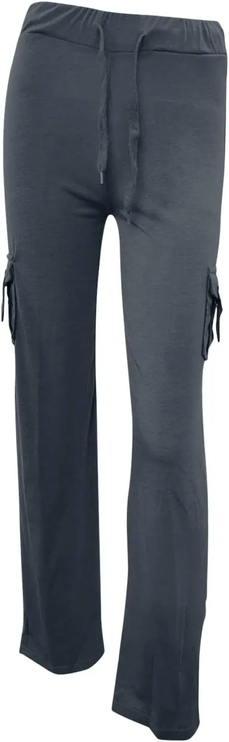 Womens Wide Leg Yoga Pants Cargo Wide Leg Yoga Trouser Plus Size Flare Bootcut Leggings with Pockets