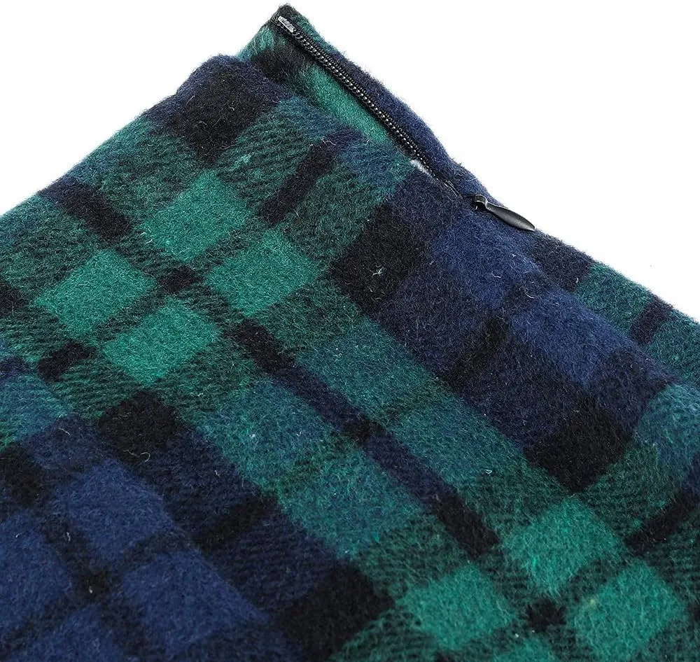 Womens Wool Plaid Mini Skirt Fall Winter High Waisted A Line Bodycon Pencil Skirt